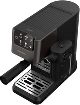 Portafilter espressomaskine GRUNDIG KSM 5330 med integreret mælkebeholder, effekt 1628 W, pumpetryk 15 bar, dobbelt mundstykke, farvetouchdisplay, BrewSense, CreamyPro, Mørk rustfrit stål/Sort
