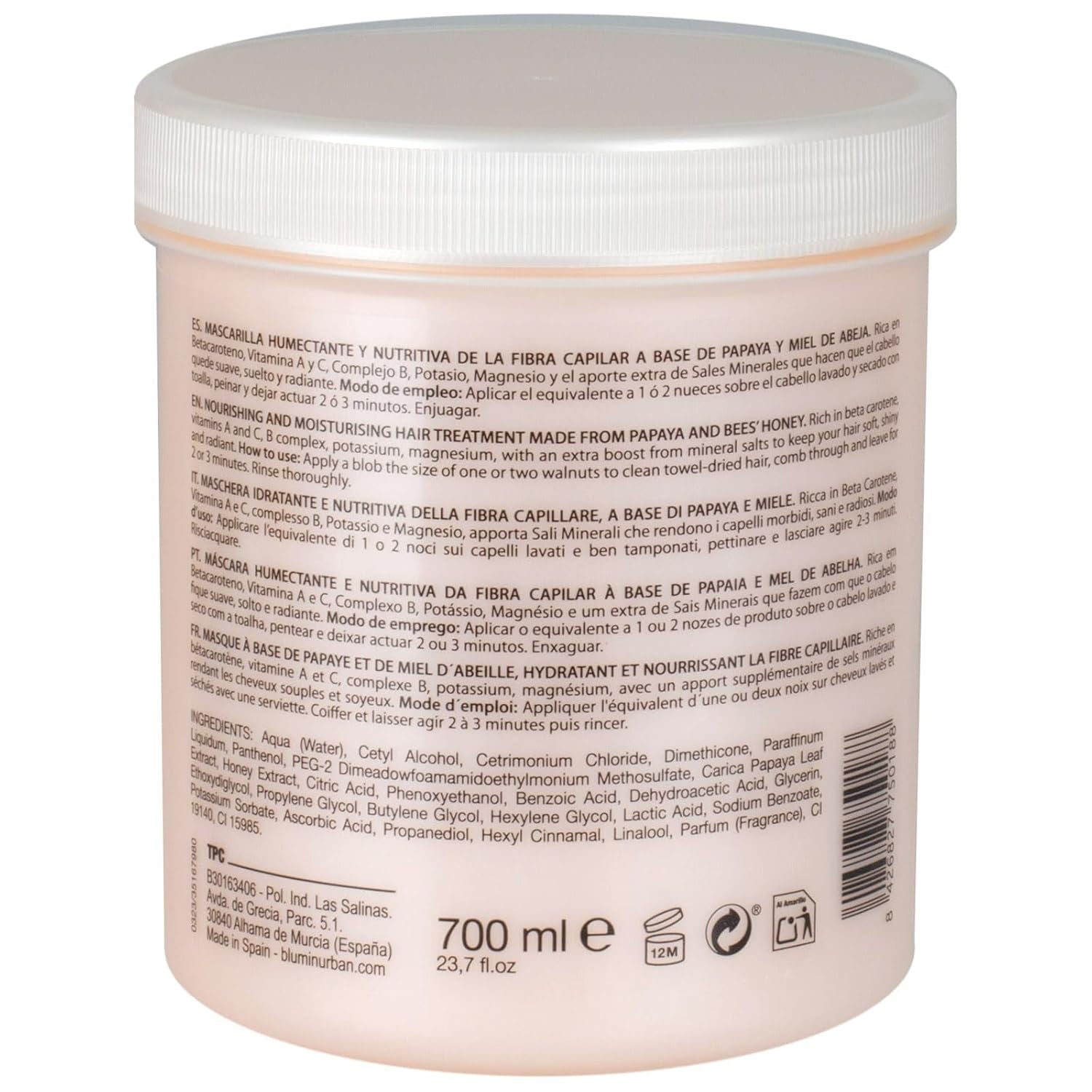 Hårmaske med papaya og honning, 700 ml Naty Shop hårmaske