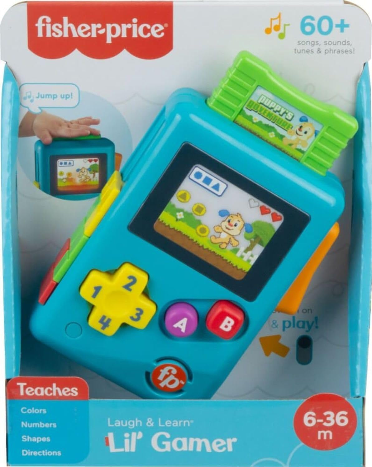 Fisher-Price HBC86 - Lærer sjov Lil' Gamer, musikalsk lærings- og aktivitetslegetøj, tysk version, til babyer og småbørn fra 6 til 36 måneder Babylegetøj Naty Shop