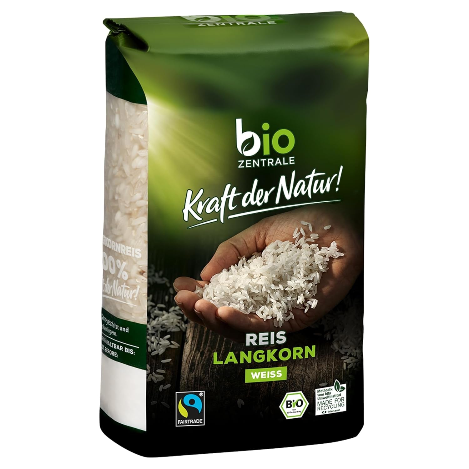 Biocentral hvid Basmatiris | 7 x 500g | Fairtrade certifikat | Traditionelle korn | Perfekt til orientalske retter og karryretter | Let genanvendelig emballage (monofilm)