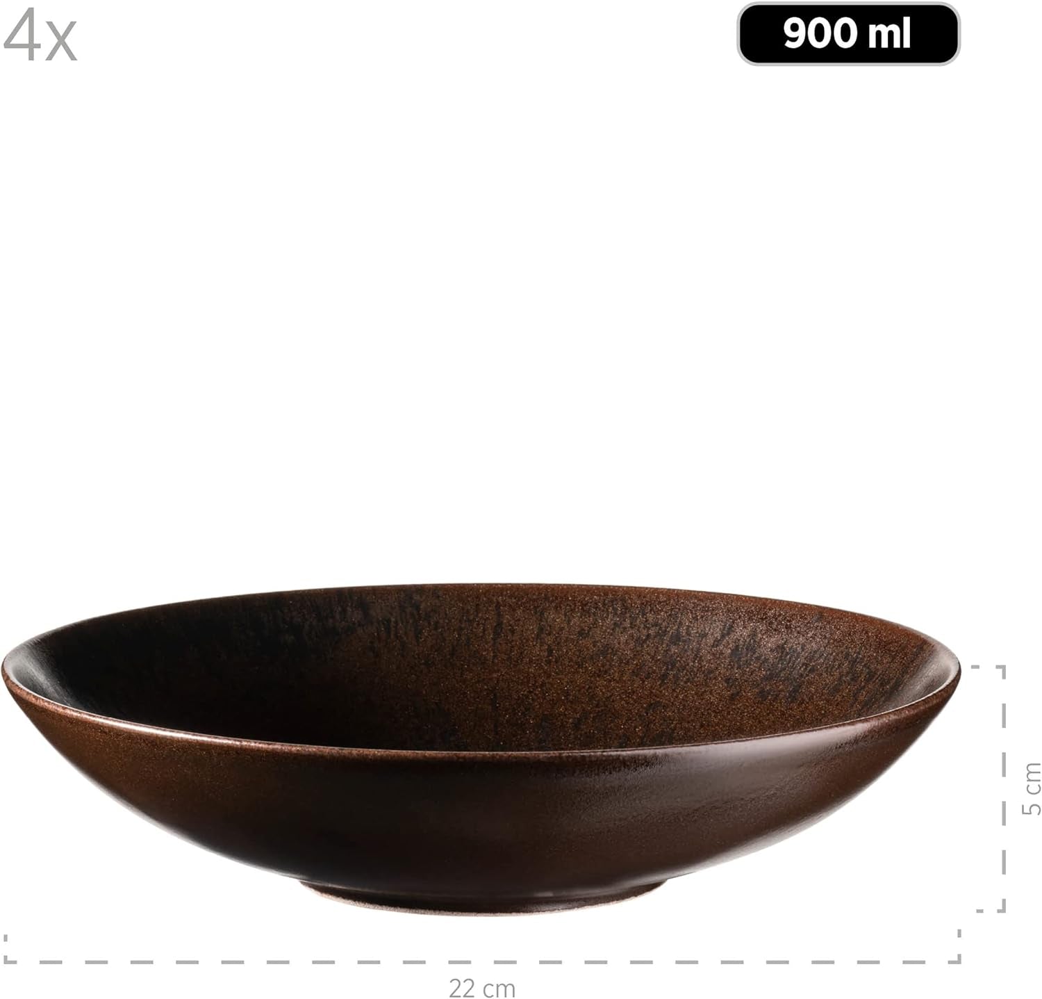 MÄSER Bronze Metallic 12-delt bordservice til 4 med elegant og blank glasur middagstallerkensæt med middagstallerken, middagstallerken og desserttallerken i højkvalitets keramik, stentøj, brun