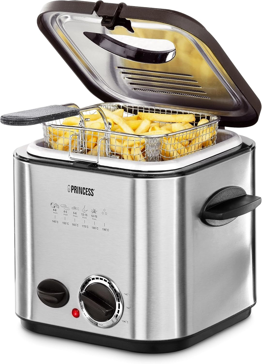 Princess 182611 Mini Fondue Frituregryde - Hurtig opvarmning - Lugtfilter - 1,2 liters kapacitet, sølv Hvidevarer Naty Shop Standardtitel
