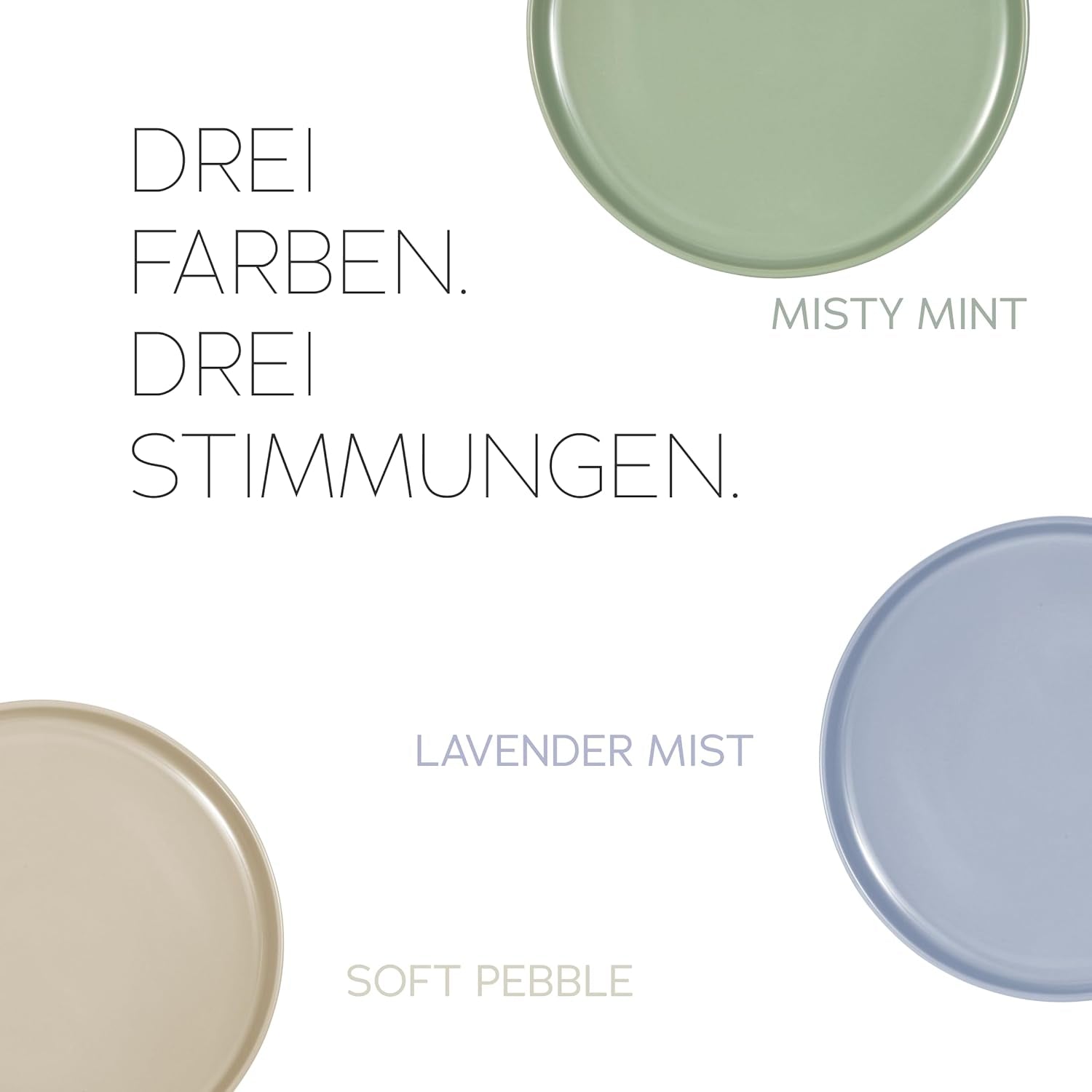 Porcelænsstel til 6, 18 stykker - stærkere og ridsefast end fajancetallerkener og -skåle, blank beige | Servicesættet indeholder 6 middagstallerkener, 6 desserttallerkener og 6 skåle -