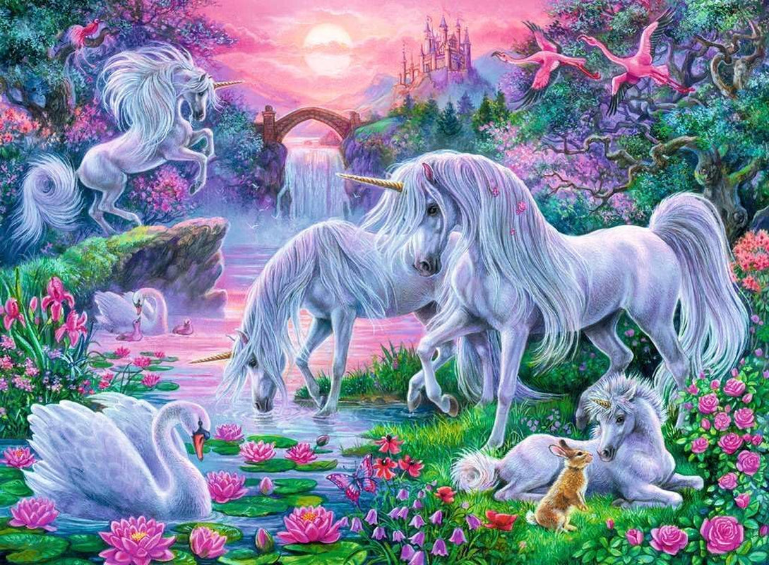 Ravensburger puslespil til børn - 10021 Einhörörner Im Abendrot - Fantasy puslespil for børn over 7 år, med 150 brikker i XXL-format Puslespil Naty Shop