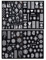 4 Blatt 3D Nagelsticker Weihnachten Nagelaufkleber Christmas 5D Stereoskopisk Selbstklebend Schneeflocke Schneemann Nail Art Sticker Dekoration Nageldesign Zubehör
