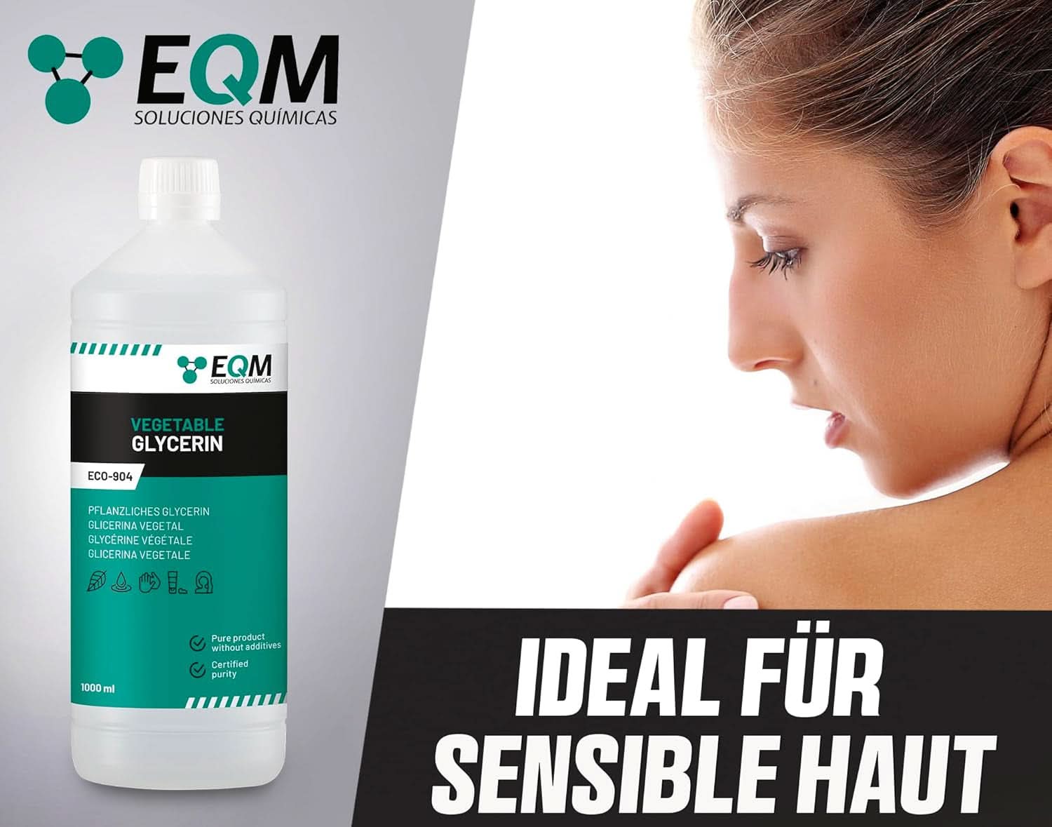 Vegetabilsk glycerin, 100% naturlig, naturlig fugtighedscreme til hår og hud, ideel til sæber, shampoo, cremer, 1 liter bruser og bad Naty Shop