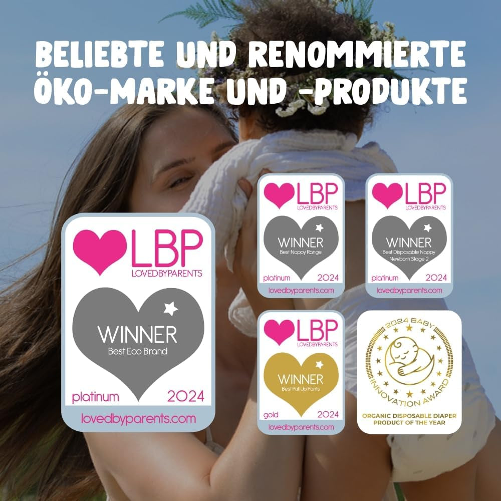 Eco Diapers Eco fra Naty Baby Eco Diapers - premium økologiske bleer, miljøvenlige, lavet af plantebaserede materialer, ideel til følsom babyhud (størrelse 5 - 80 stk.)