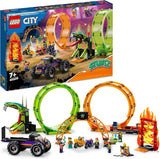 LEGO 60339 City Stuntz Stuntz Show Double Looping Sæt, inkl. rampe, monstertruck, 2X motorcykel og 7 minifigurer, legetøj til børn over 7 år Byggesæt Besuche den LEGO-Store Single