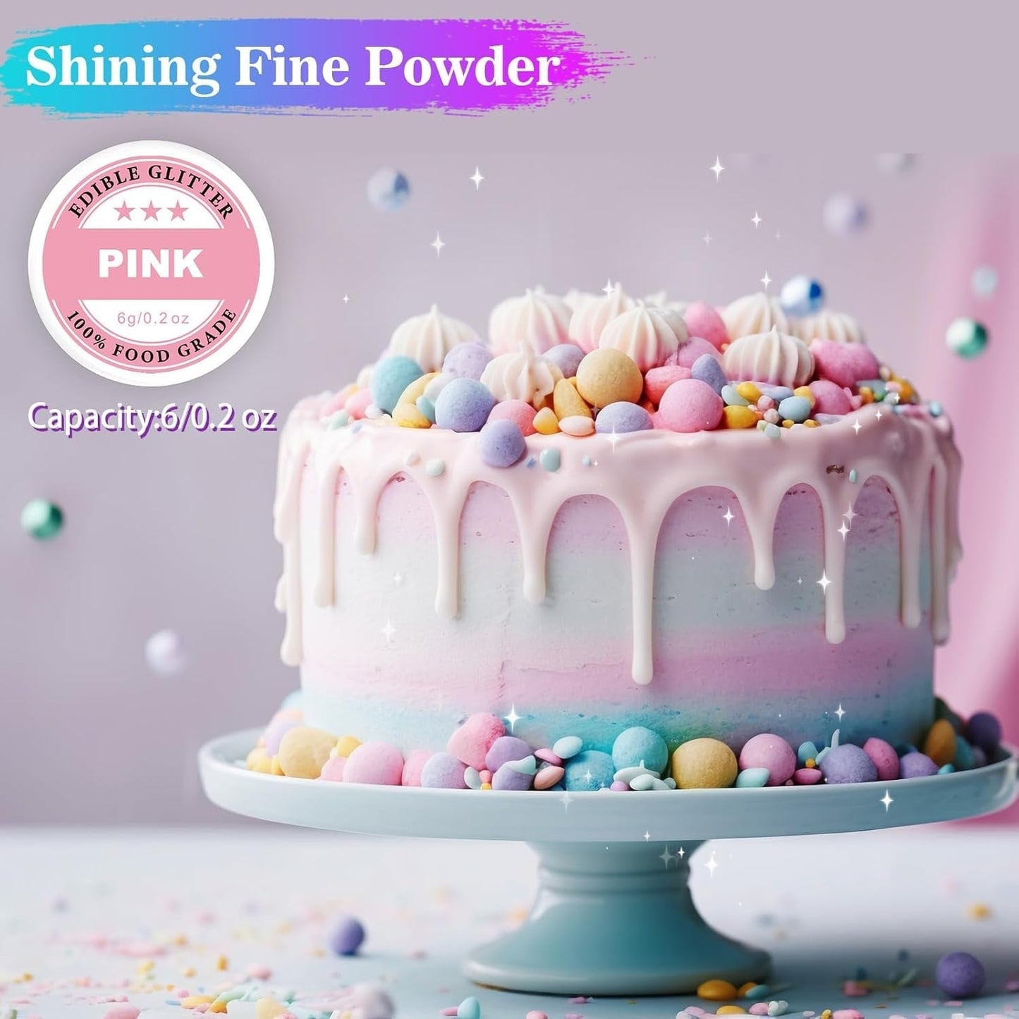 Spiselig glitter - 6G madfarvepulver til chokolade, jordbær, muffins, kager, fondant (guld)