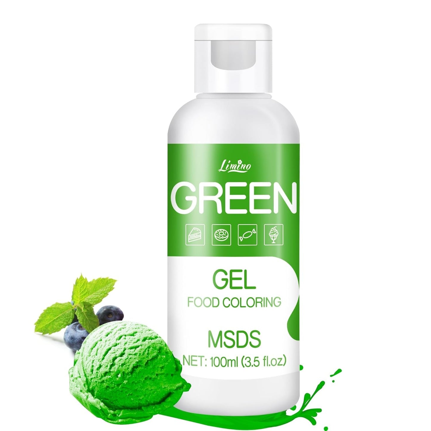 Gel-madfarve - 100 ml, Gel-madfarve til kager, bagning, småkager, makroner - koncentreret sukkerfri madfarve til kagedekoration, drikkevarer, påskeæg, DIY-slime (hvid)