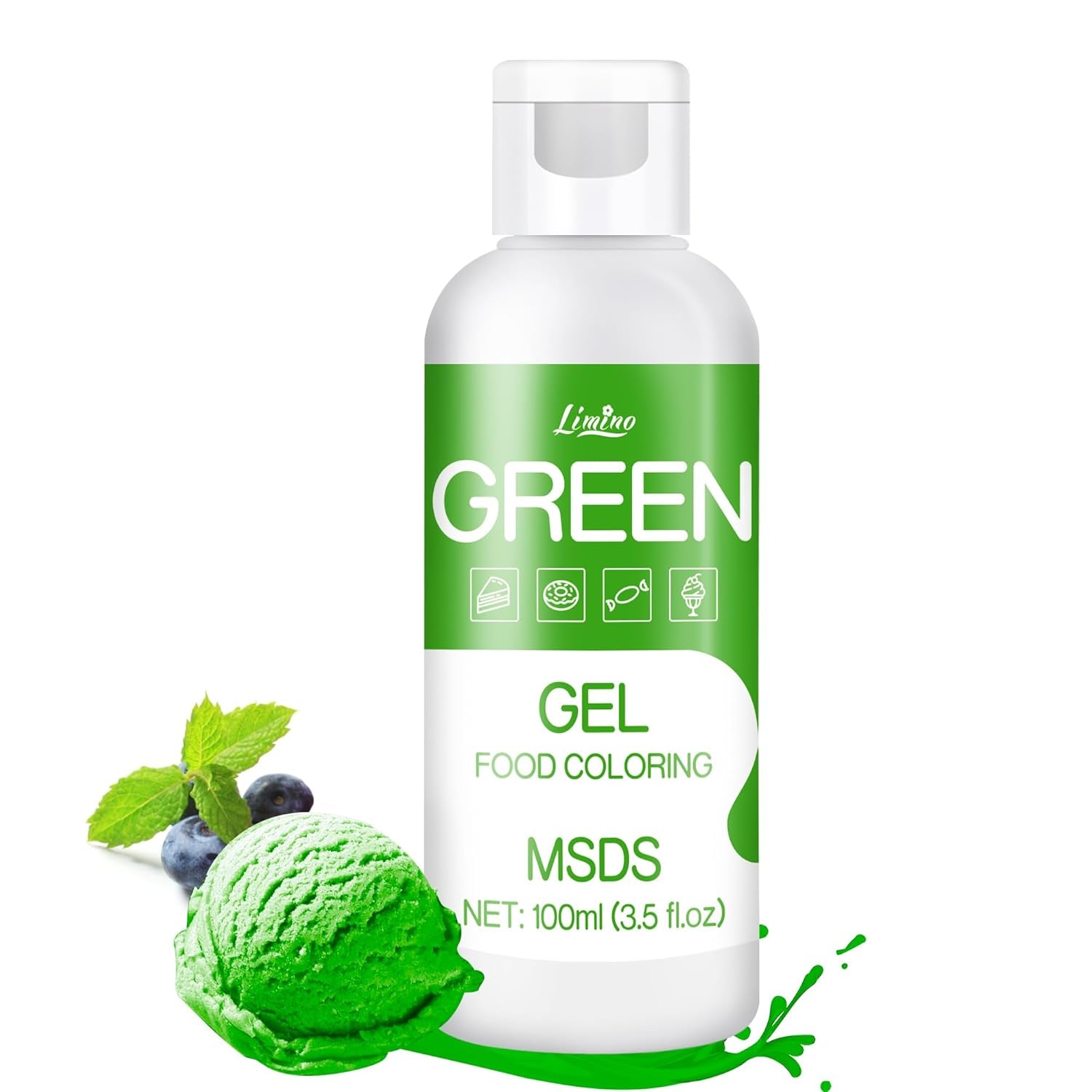 Gel-madfarve - 100 ml, Gel-madfarve til kager, bagning, småkager, makroner - koncentreret sukkerfri madfarve til kagedekoration, drikkevarer, påskeæg, DIY-slime (hvid)
