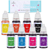 Madfarve 8x10ml - Højkoncentreret flydende madfarvesæt til bagning, kager, småkager, frosting, macarons, fondant - Levende madfarve til gør-det-selv-sæber, slim, håndværk