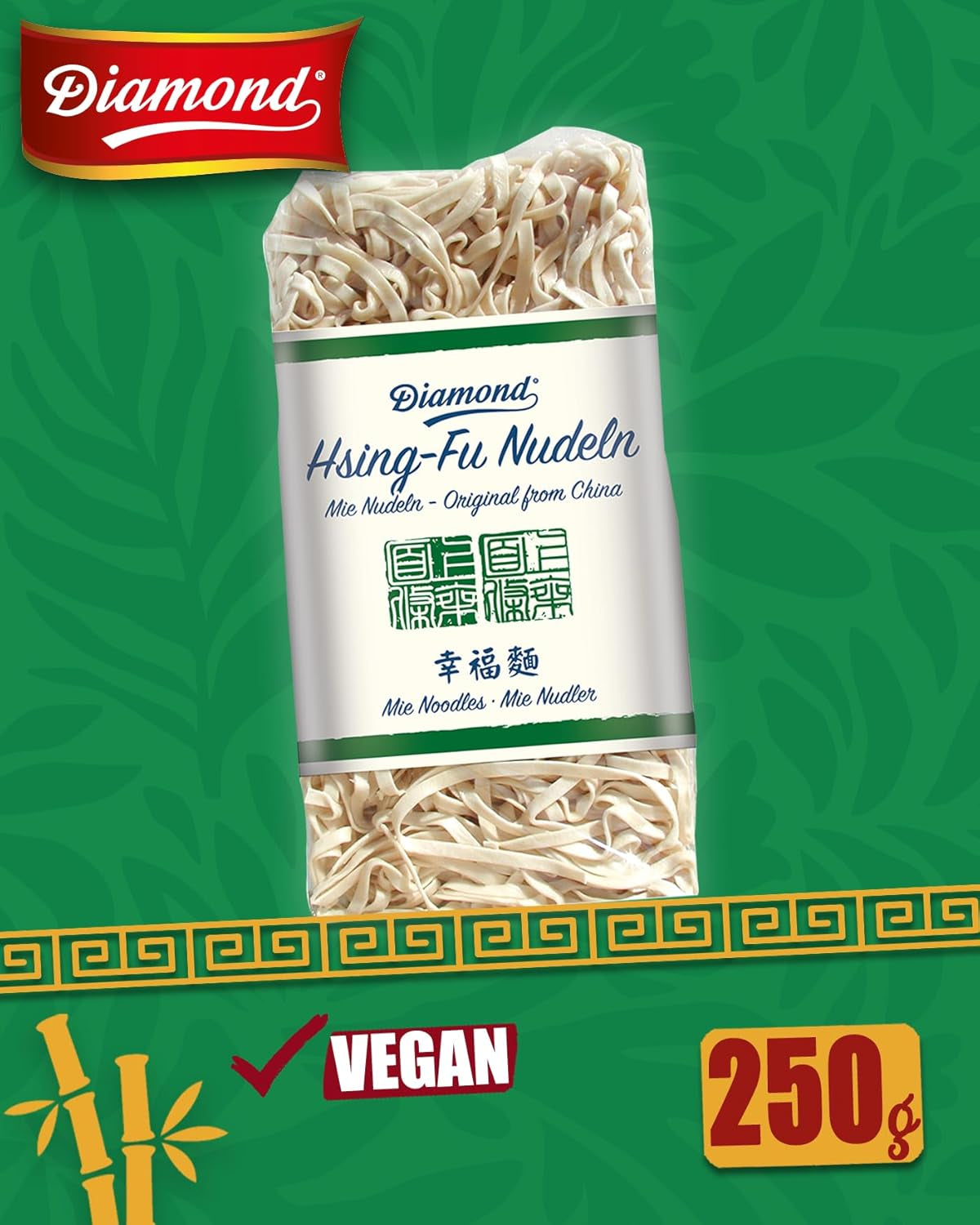 DIAMOND Hsing-Fu Nudler, asiatiske Hvedemel Mie Nudler til wok og wok-stegte retter - 12 x 250g