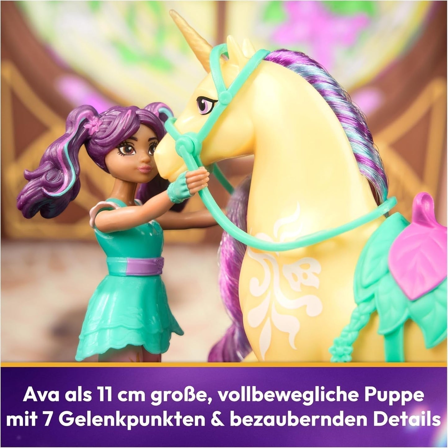 Unicorn Academy AVA og Unicorn Leaf Set - Originale figurer ca. 12 cm høje fra den populære Netflix-serie Med to tilbehør og hårbørster Til fantasifuldt rollespil, for børn fra 4 år og opefter Actionfigurer Naty Shop