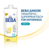 BEBA Junior drikkeklar mælkedrik 1-3 år, med HMO, aldersegnet proteinindhold, palmeoliefri, fiskeoliefri, småbørnsmad, pakke med 12 (12 x 500 ml)