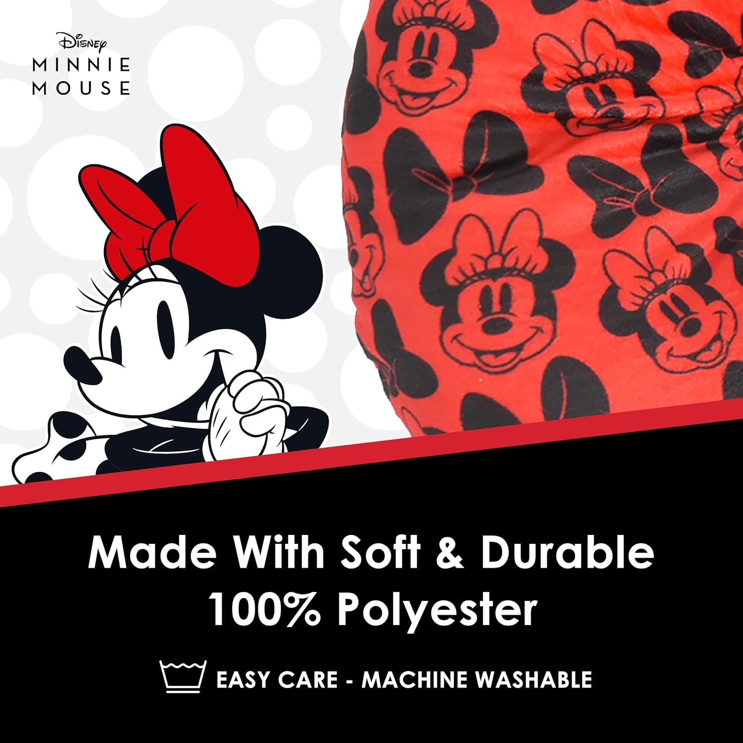 Ful Concept One Disney Minnie Mouse rejse-nakkepude med 3D-ører og fjeder til fly, bil og kontor, behagelig og åndbar, rød/sort Naty Shop rejsepuder