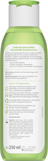 Lavera, Forfriskende shower gel med økologisk lime, 250 ml Shower and bath Naty Shop