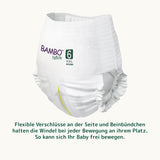 Bambo Nature Babybleer, størrelse 6 (15+ kg) - Månedlig æske med 90 | Spædbørnsbleer med forbedret lækagebeskyttelse | Maksimal komfort og frihed for aktive børn | Dermatologisk testede bleer