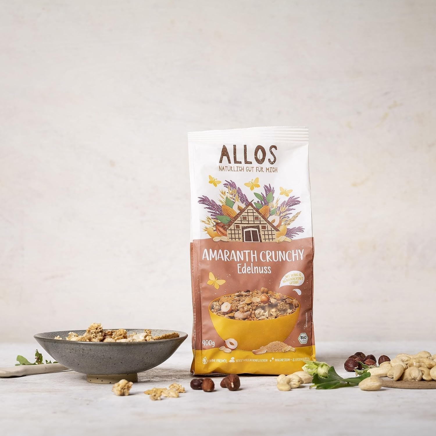 ALLOS Amaranth Crunchy Nobleuss | Økologisk müsli Nut Oats Cereal til den lille Cereal Naty Shop