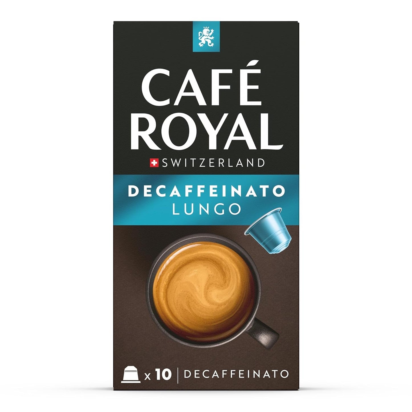 Café Royal Lungo Decaffeinato – Nespresso®-kompatible kaffekapsler, 100 % Arabica, Intensität 5/12, Rainforest Alliance, koffeinfri, 100 kapsler
