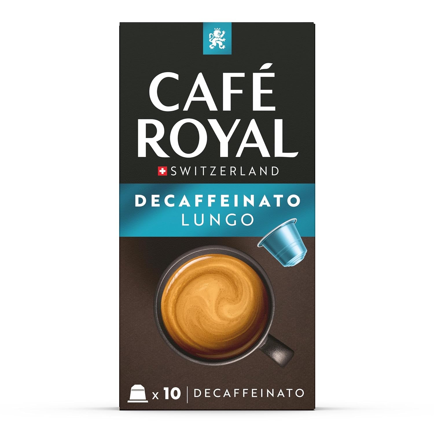 Café Royal Lungo Decaffeinato – Nespresso®-kompatible kaffekapsler, 100 % Arabica, Intensität 5/12, Rainforest Alliance, koffeinfri, 100 kapsler