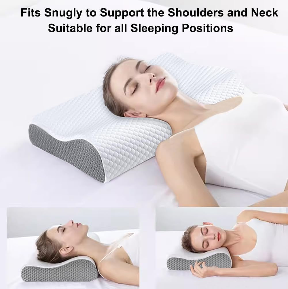Ecosafeter Memory Foam pude Nakkestøttepude Ergonomisk nakkepude til forskellige sovestillinger med aftageligt betræk Cervikale ortopædiske puder Naty Shop