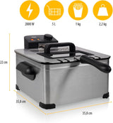 Tristar Frituregryde, 1 stor kurv og 2 små kurve, justerbar termostat, kølezone, 5 liter, 2000 W, FR-6949 Hvidevarer Naty Shop