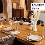 MÄSER 931967 Osita Retro Series 6-personers Wave-servicesæt, 18-delt rundt servisesæt, middagstallerkener, desserttallerkener og kornskåle, keramik, cremehvid