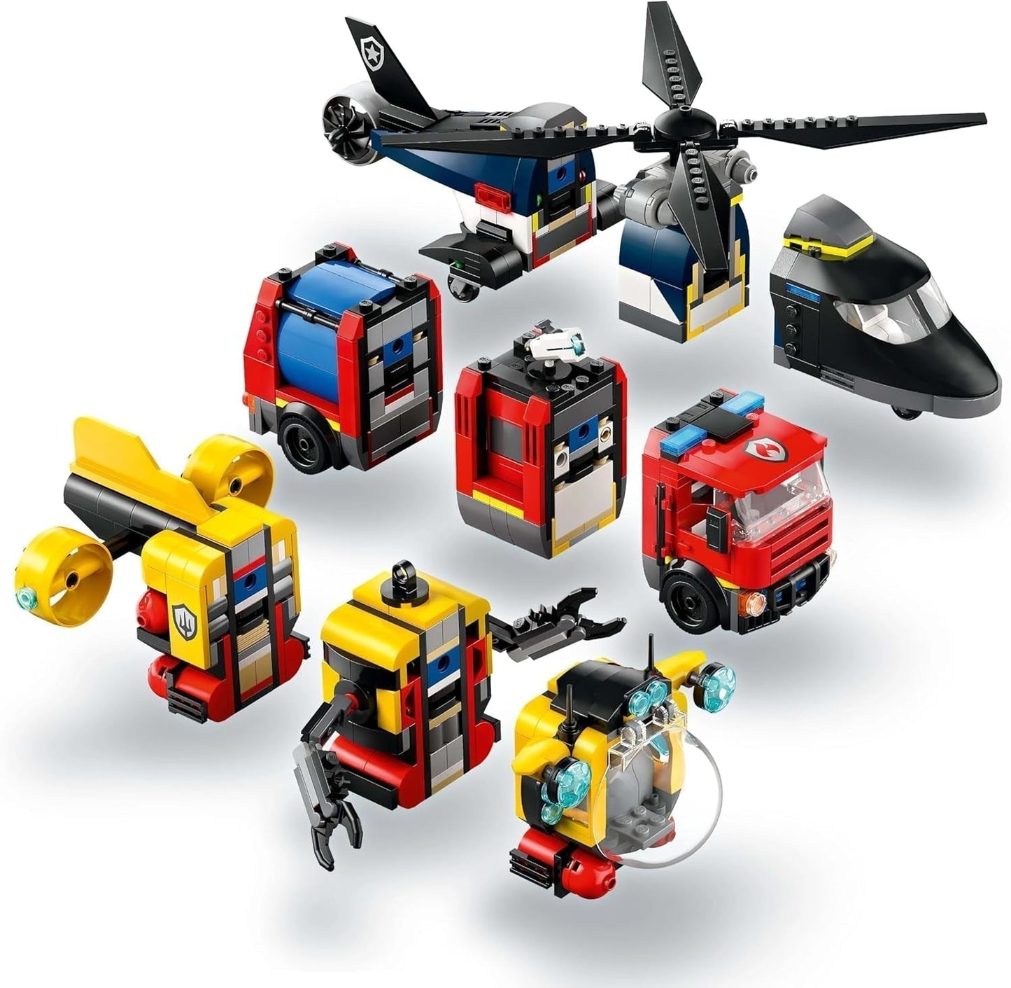 LEGO City kombisæt med helikopter, løvebil og ubåd og 3 minifigurer - Bygbare legetøjskøretøjer til drenge og piger fra 7 år - Fødselsdags- og feriegave 60462 Byggesæt Besuche den LEGO-Store