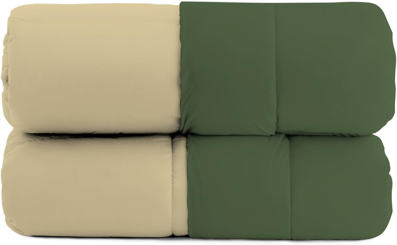 Grundlæggende vinterdyne, ensfarvet og foret, mørkegrøn/creme, 200X245Cm Dyner og dyner Naty Shop