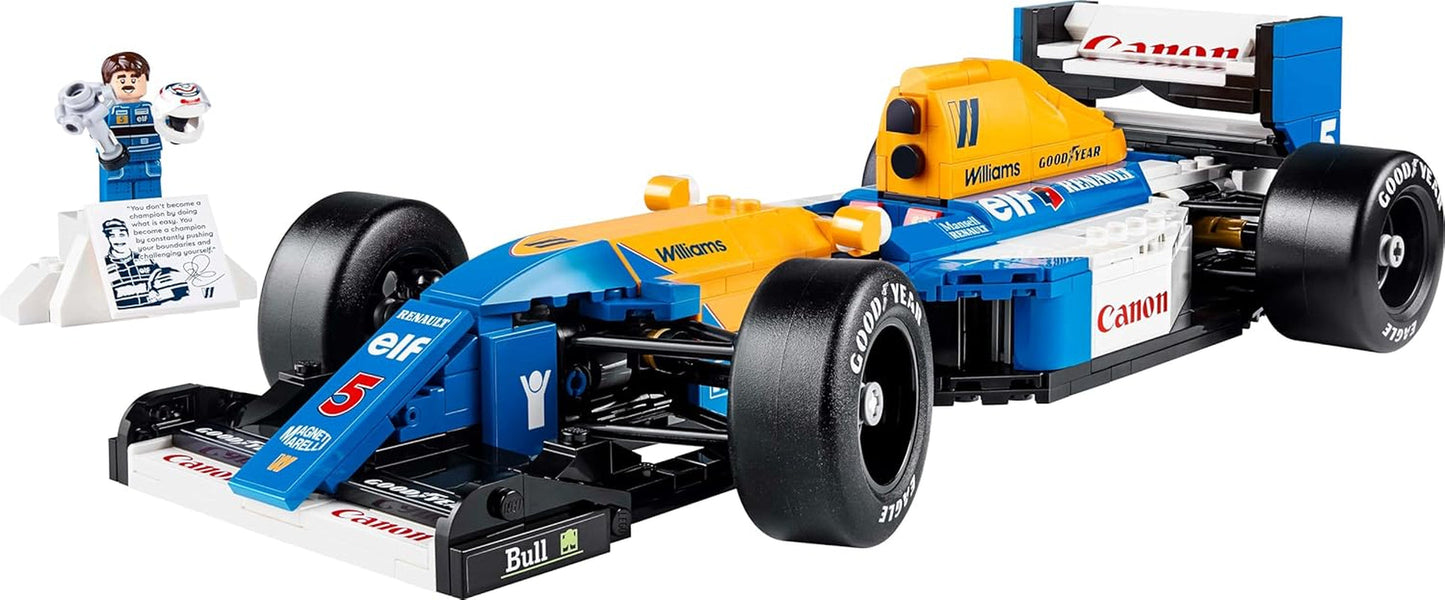 LEGO Icons Williams Racing FW14B med Nigel Mansell - F1 modelbilsæt med racerkørerminifigurer at samle på - Skrivebordsdekoration med stativ - Gave til voksne og teenagere Motorsportsfans 10353 Byggesæt Besuche den LEGO-Store