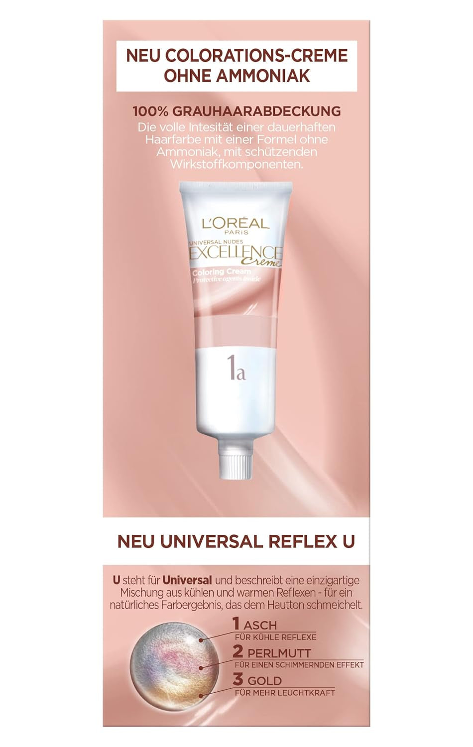 L'Oréal Paris Permanent hårfarve til enhver hudfarve, farvning uden ammoniak, universelle nude toner med fuld dækning af gråt hår, Excellence Creme, no. 5U Lys kastanje (brun), 1 stk Hårfarve Naty Shop