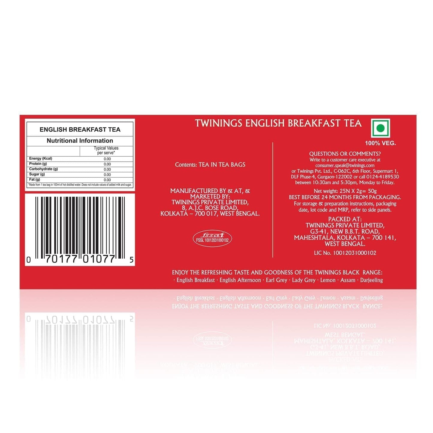Twinings English Breakfast Black Tea 50g, 25 teposer, fyldig, rund og stærk sort te fra de bedste teplantager i Sri Lanka og Indien. Sort te Pakke med 1 (1 x 50 g)