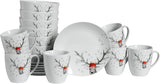 CreaTable, 21498, Luna Hirsch-serien, 18-dele stel til 6, morgenmadssæt i porcelæn, tåler opvaskemaskine og mikroovn, kvalitetsfremstilling
