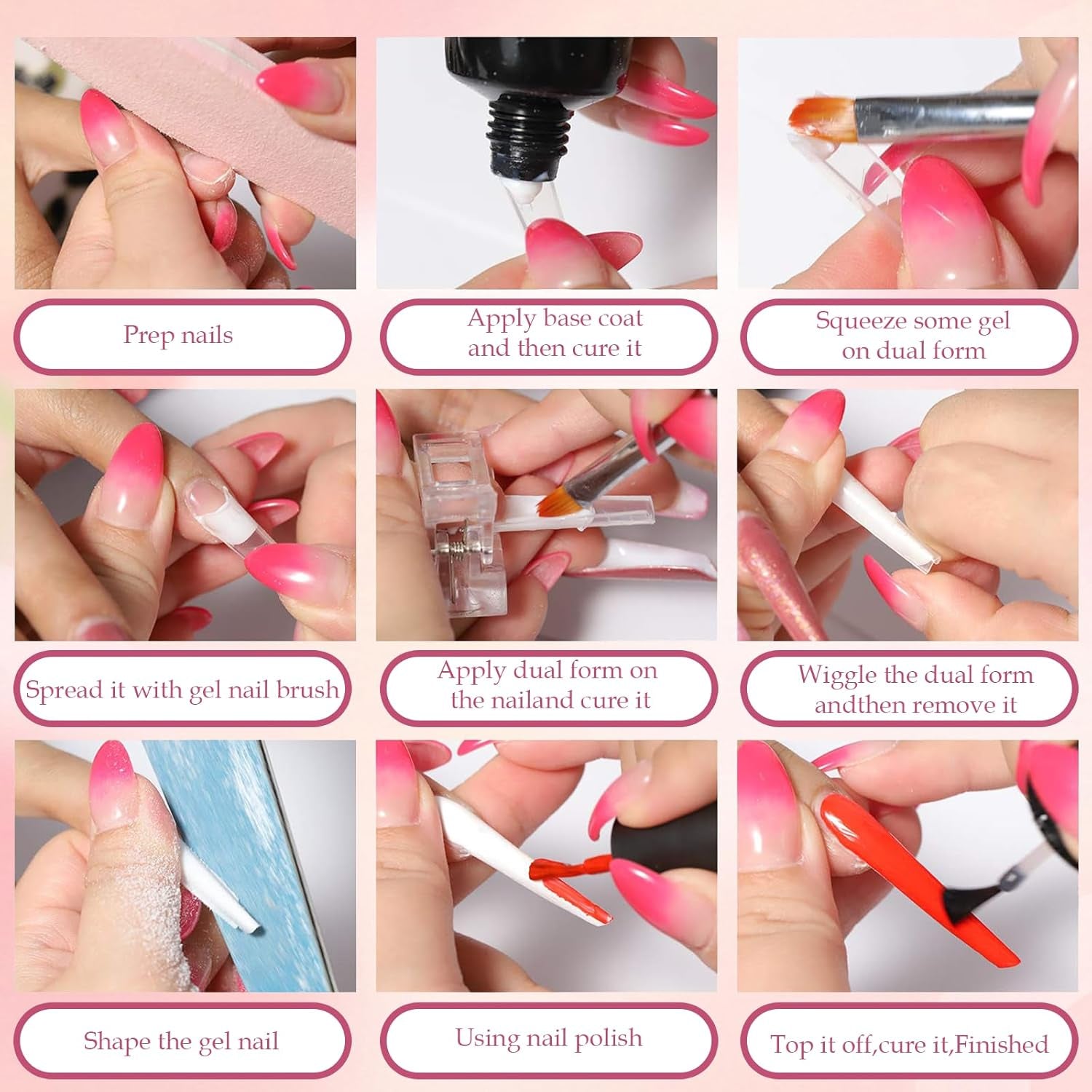 288 Dual Nail Forms Sæt, Dual Shape Nail Art Sæt, 12 Nail Extension Forms, Gel Nail Forms, Velegnet til begyndere og manicure