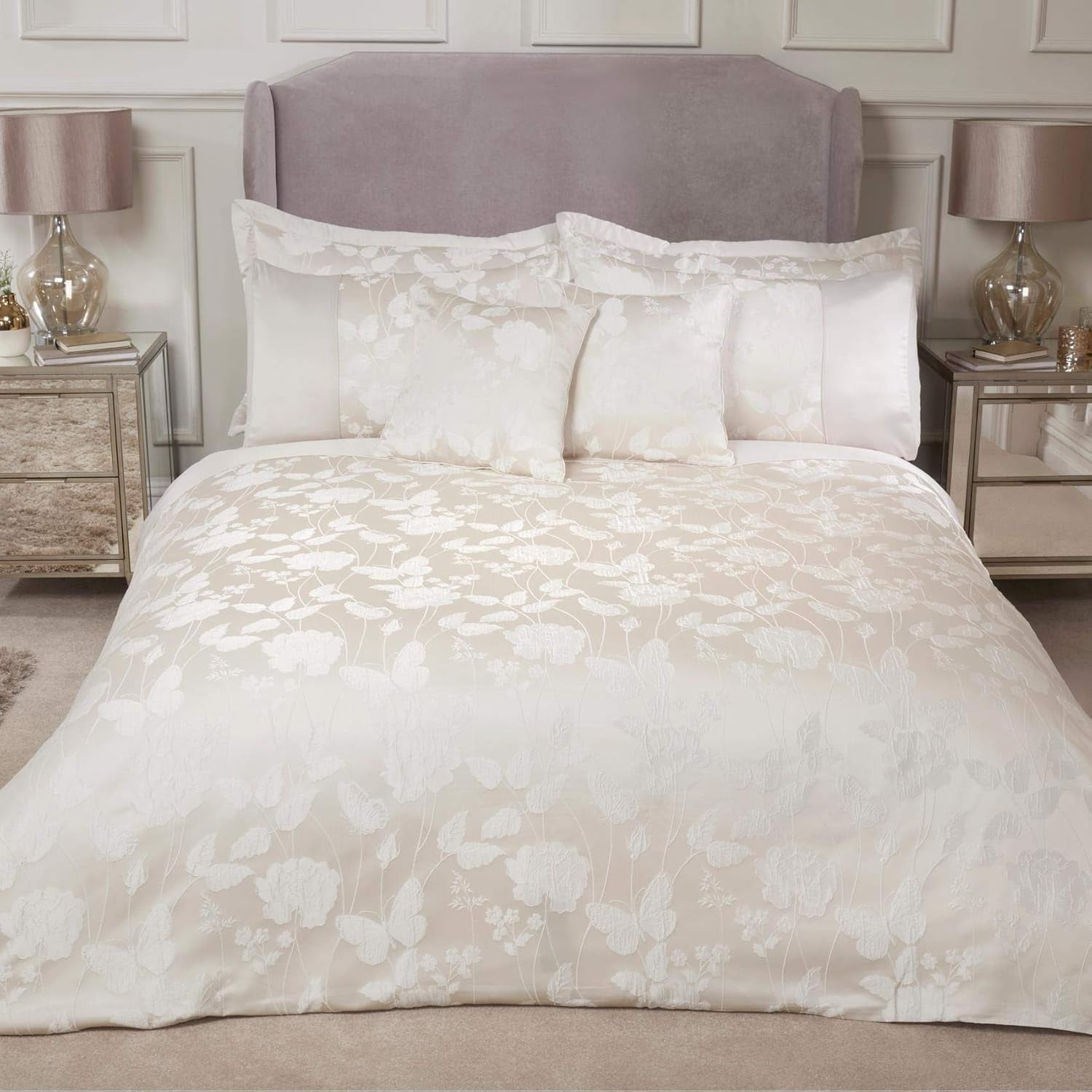 Butterfly Meadow Super King Quilt 100% Polyester Marineblå Dyner og dyner Naty Shop Cremefarve Super King