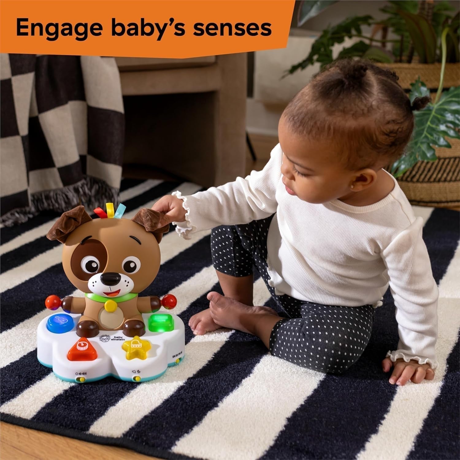 Baby Einstein, Drum & Learn Dean Musical Learning Toy - Multisensorisk babylegetøj, 2 legetilstande, farver, former og instrumenter, 50+ lyde, fra 6 måneder Babylegetøj Naty Shop