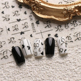 JMEOWIO Nagelsticker Bunte Herz Schleife 6 Blad Neglekunstklistermærke Selbstklebend Nagelaufkleber Dekoration Nageldesign Zubehör
