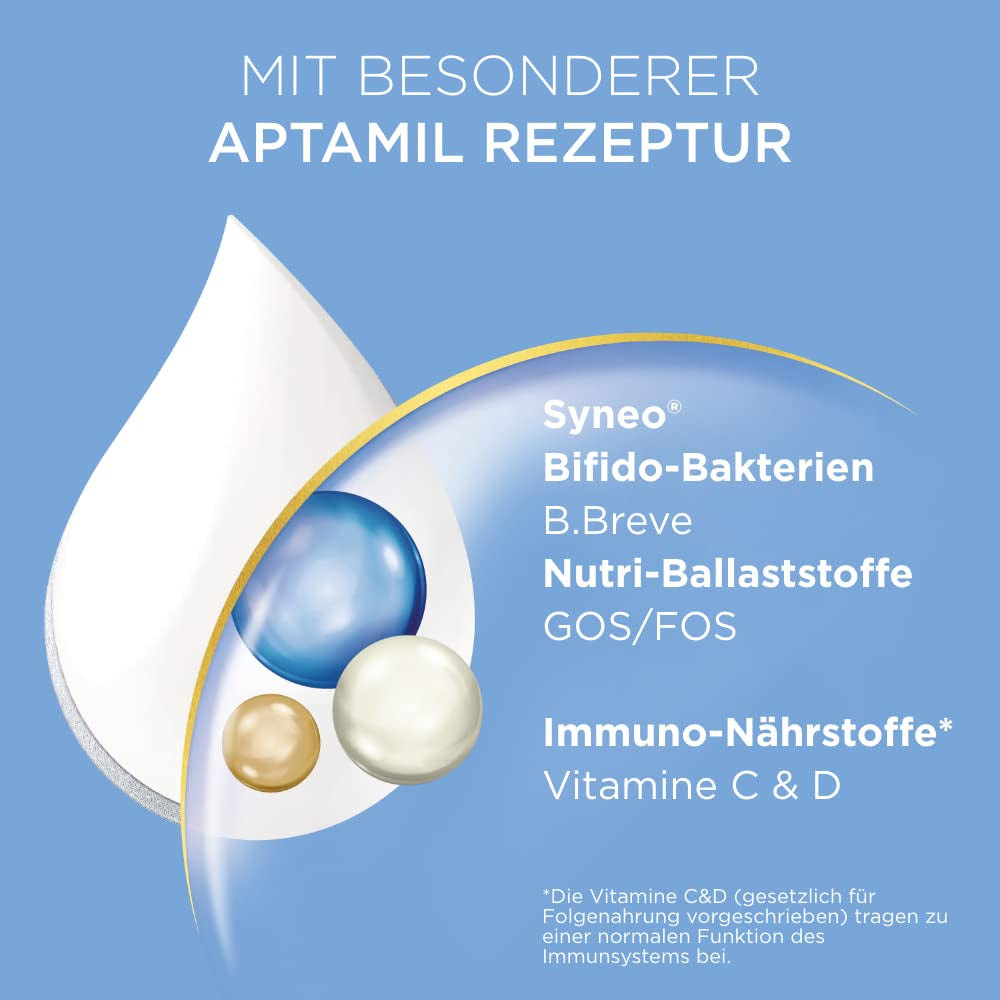 Aptamil Care 2 - Tilskudsmælk efter 6 måneder, med Omega 3 og 6, DHA og ARA, palmeoliefri, babymad, mælkepulver, 1 x 800 g (pakke med 6)