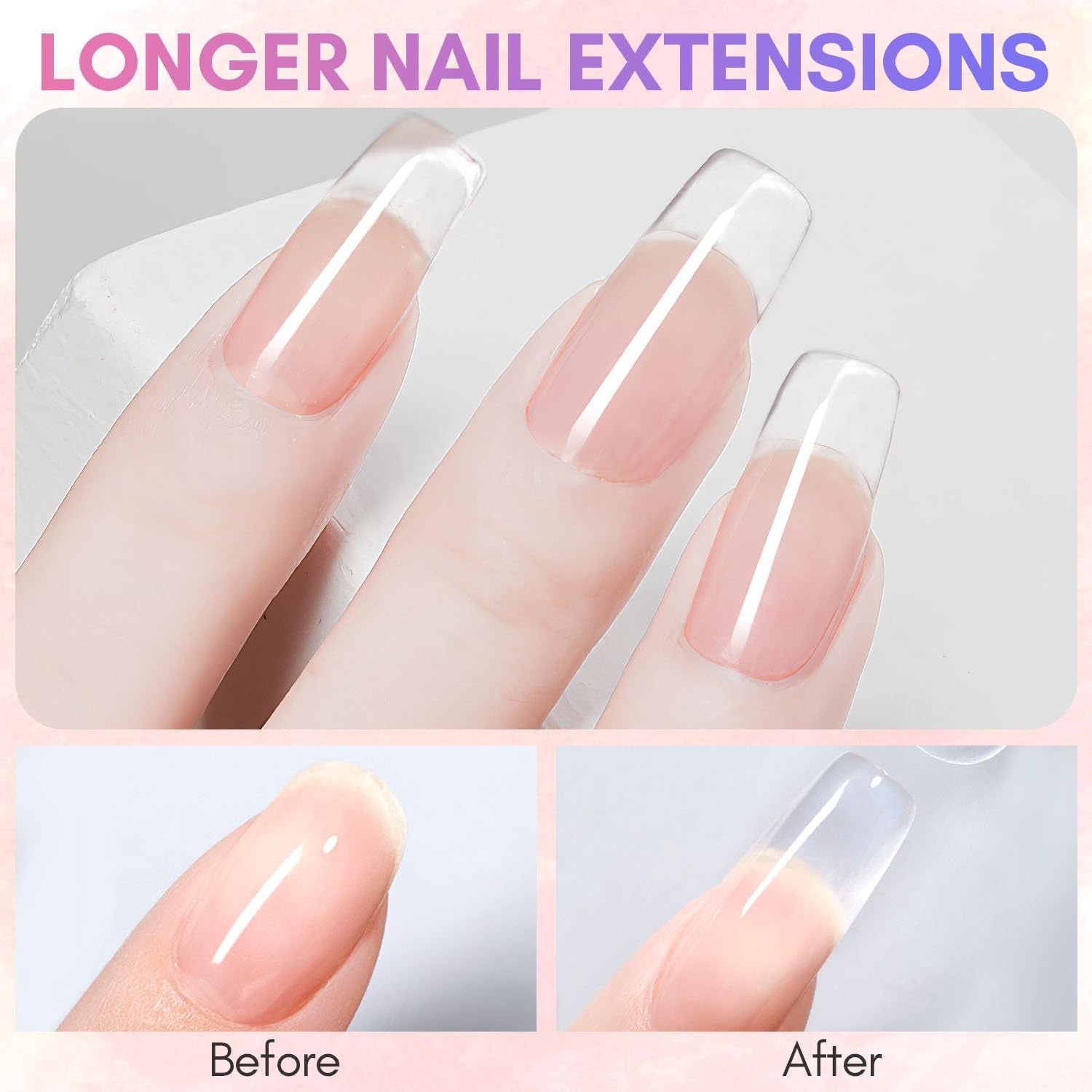 Makartt Poly Nail Extension Gel - 50 ML Extension Builder Akryl Poly Nägel Aufbaugel Extender Gel Für Gelnägel Für Nagelverlängerung, Nagelstärkung, Nail Art Dekoration(Transparent)