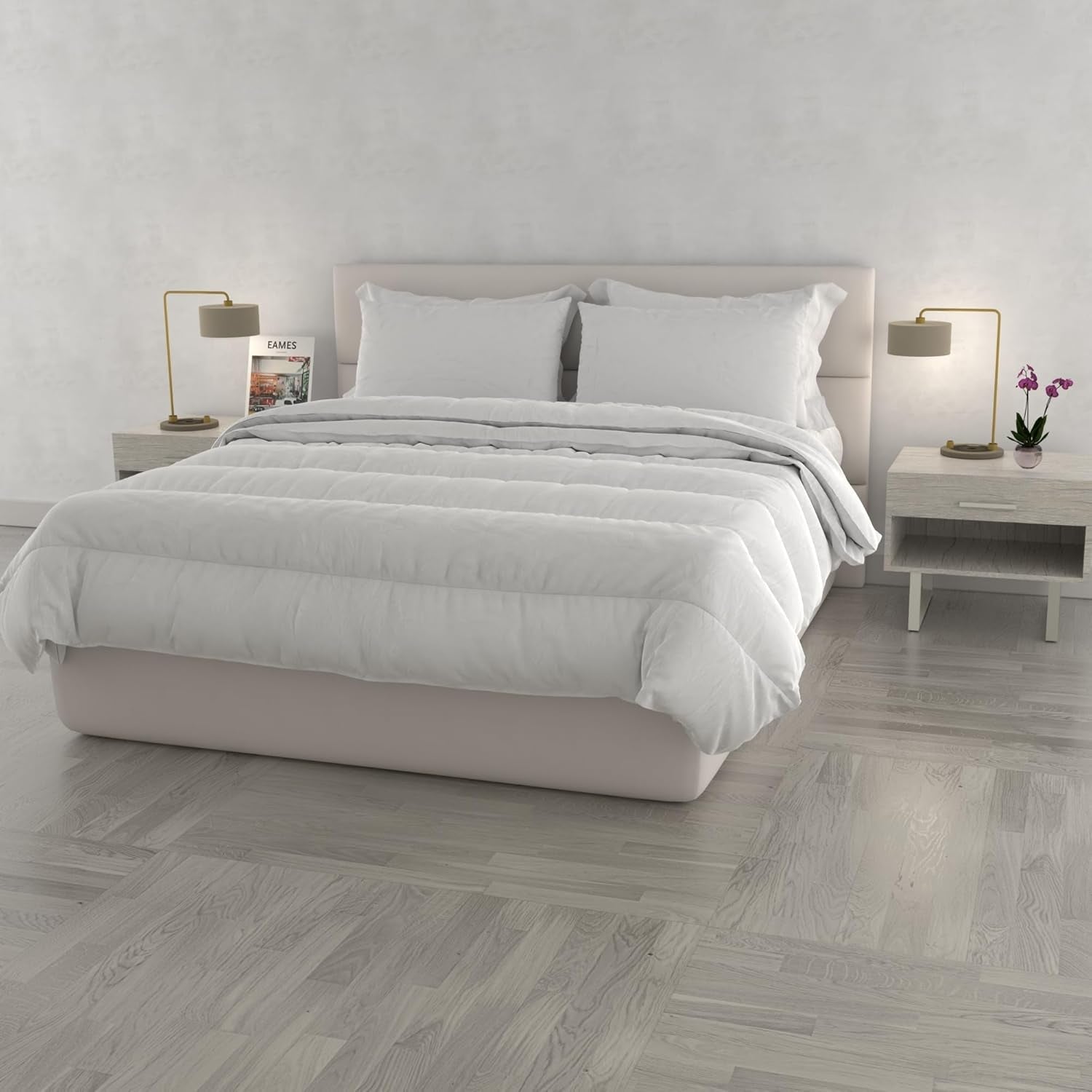 Prestige quilt, 4 sæsoner, Made in Italy, hvid, 150 X 200 cm Dyner og dyner Naty Shop 250X200Cm