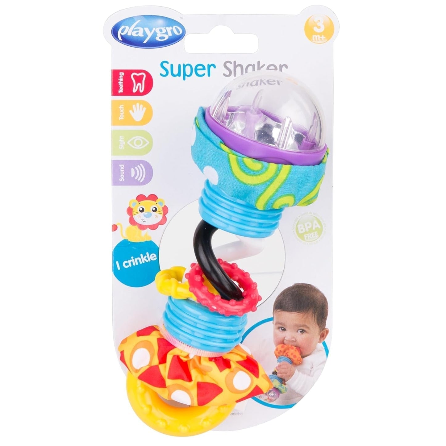 Playgro Rattle Super Shaker - ranglebold til babyer - ranglebold - ranglebold til børn - ranglebold - motorik - babylegetøj - motorik til babyer - farverigt Legetøj Bebe Naty Shop