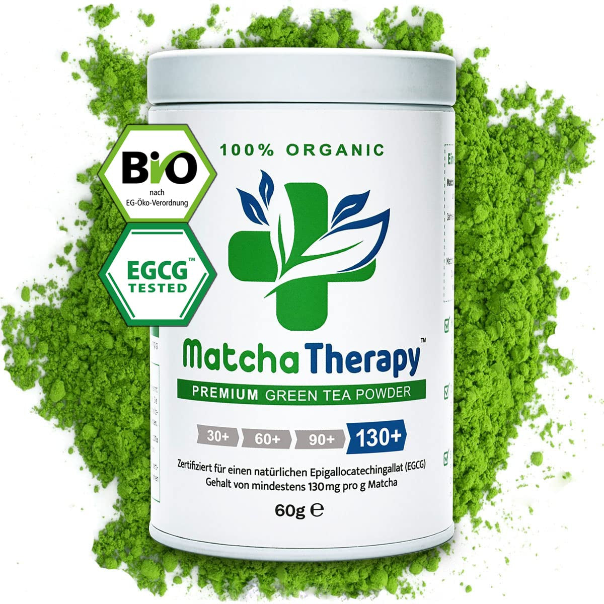 Matcha terapi 30+ | Økologisk Matcha tepulver | 60 g | Med et verificeret indhold på mindst 30 mg/g catechin EGCG | Understøtter immunsystemet og energiniveauet | Ceremoniel kvalitet | Grøn te fra Japan