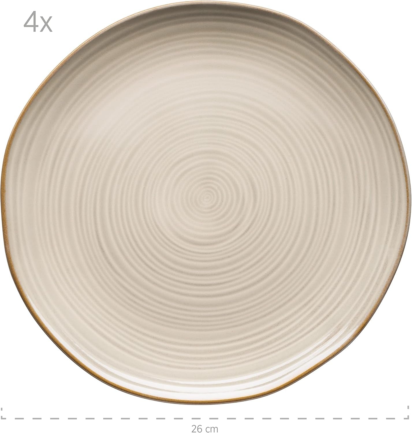 MÄSER 931371 Nottingham Vintage Series Spisetøjssæt til 4, 8-delt middagsservice, middagstallerkener og middagstallerkener, uregelmæssigt rundt retrolook, stentøj, beige