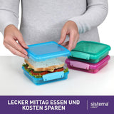 Madkasse sandwich box system | 450 ml | stabelbar og lufttæt madkasse med låg | for børn og voksne | uden BPA | blandede farver | 3 stk Naty Shop madopbevaringsbokse
