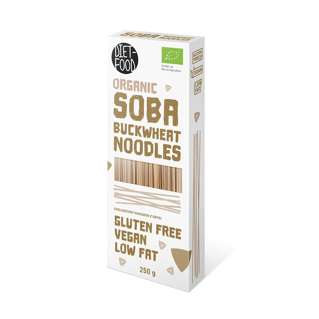 DIET-MAD Bio Buchweizen Soba Nudeln Lebensmittel Pasta Vegan Glutenfreie Lactosefrei Sojafrei Nudeln for Vegetarier og Veganer 250 Gramm
