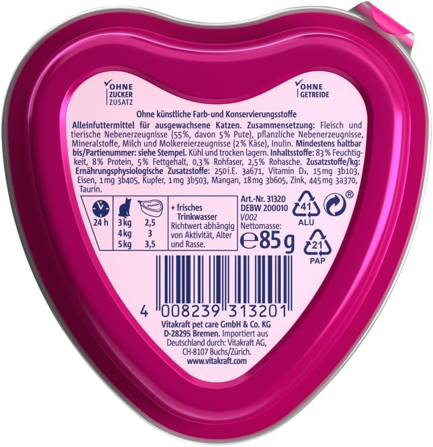 Vitakraft Poésie Création, våd kattefoder, våd kattefoder i sauce, med kalkun i ostesauce, multipak, uden tilsat sukker eller korn (15 x 85g)