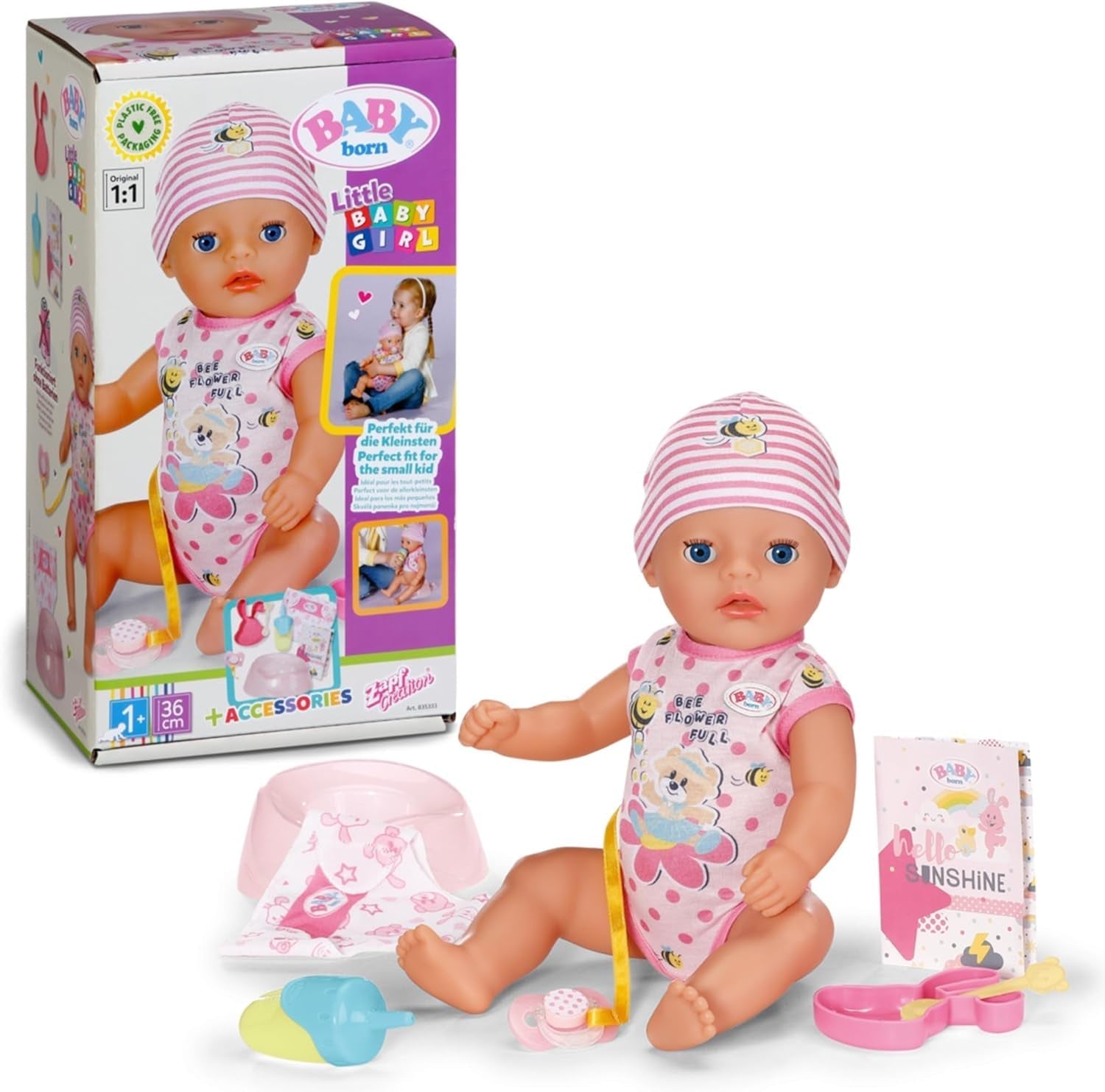 BABY Born Lena (lille babypige) 36 cm 7-funktions dukke til 1 år gamle babyer fungerer uden batteri 36 cm stor dukke Naty Shop Dolls Standard titel