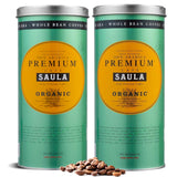Saula premium kaffebønner, pakke med 2 æsker x 500g. 100% økologisk Arabica