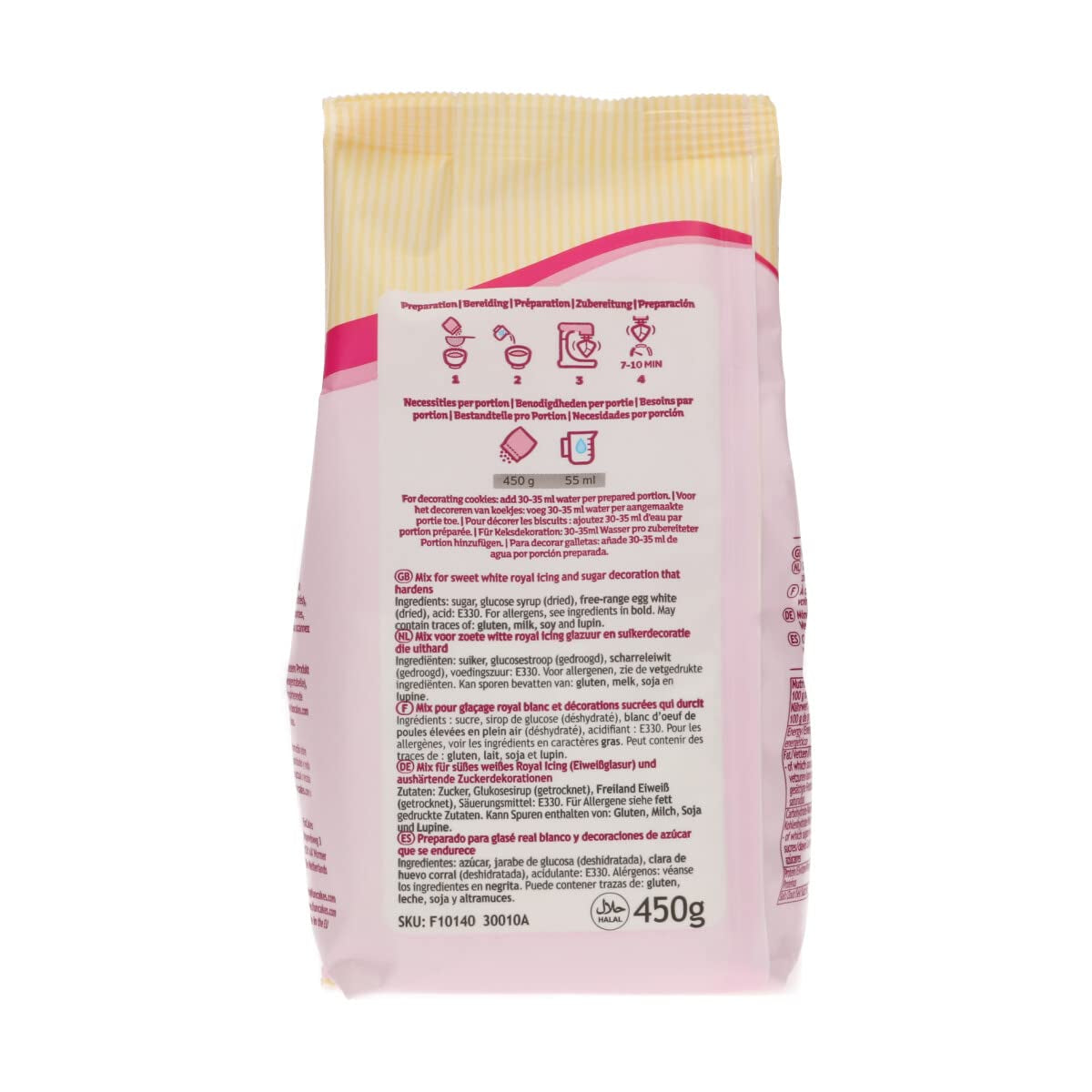Funcakes Mix Für Royal Icing, Einfach Zu Berübenen, Zum Dekorieren Von Kuchen Und Keksen, Schöne Glasur, Nur Wasser Addenden, Halal., 450 G Glasuri og Decor Naty Shop
